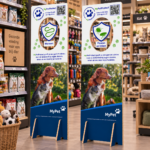 Kartonnen staande display met draaiend onderdeel voor dierenwinkel